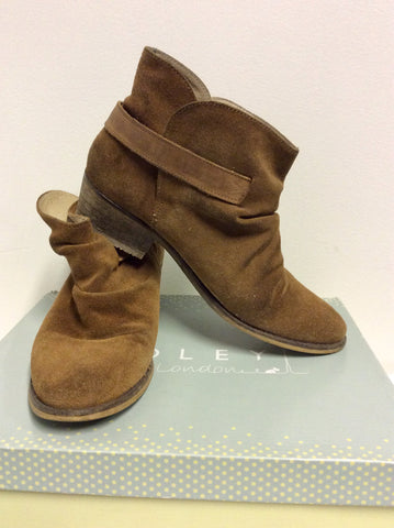 RADLEY OAKWOOD TAN SUEDE & LEATHER ANKLE BOOTS SIZE 6/39