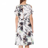 REISS NAOMI MULTI COLOURED PRINT COLD SHOULDER TIE BELT OCCASION  DRESS SIZE 14