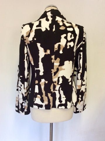 GOLD BY MICHAEL H BLACK,CREAM & BROWN PRINT JACKET SIZE 10