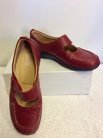 BRAND NEW HOTTER COMFORT CONCEPT RED LEATHER VELCRO STRAP SHOES SIZE 7.5/41