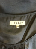 JIGSAW BLACK SILK BEADED,EMBROIDERED & SEQUIN EMBELLISHED SHIFT DRESS SIZE 12