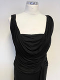 COAST BLACK SLEEVELESS DRAPED LONG EVENING DRESS SIZE 12