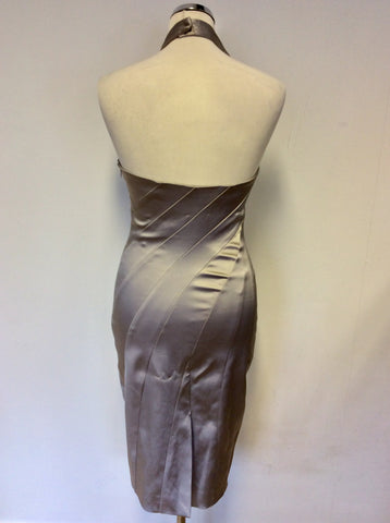 KAREN MILLEN SILVER GREY SATIN SPECIAL OCCASION DRESS SIZE 10