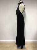 CONSORTIUM BLACK VELVET WITH LACE & SEQUINED TOP LONG EVENING DRESS SIZE 12