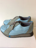 BRAND NEW JOURNEY CONVEYOR BLUE & GREY LEATHER LACE UP SHOES  SIZE 4/37