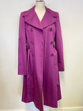 LK BENNETT MAGENTA COTTON DOUBLE BREASTED BELTED MAC SIZE 10