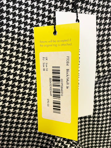 BRAND NEW KAREN MILLEN BLACK DOG TOOTH CHECK TROUSERS SIZE 10