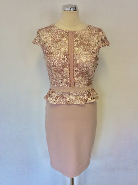 BRAND NEW PHASE EIGHT BLUSH PINK LACE TOP PENCIL DRESS SIZE 10