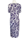 HOBBS PURPLE & WHITE LEAF PRINT SHORT SLEEVE STRETCH JERSEY DRESS SIZE 12