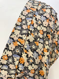 WHISTLES IVORY,CORAL & BLUE FLORAL PRINT CAP SLEEVE SILK DRESS SIZE 10
