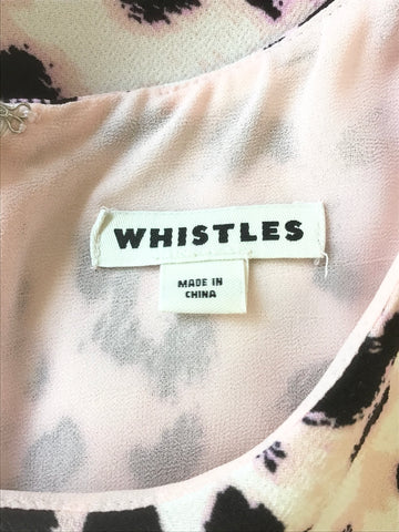 WHISTLES MEGHAN PINK & BLACK LEOPARD PRINT SHORT SLEEVE SHIFT DRESS SIZE 14