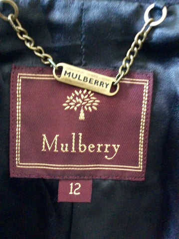 MULBERRY BLACK WOOL COLLARLESS JACKET SIZE 12