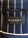 PLANET DARK BLUE PINSTRIPE COTTON BLEND JACKET SIZE 12