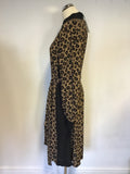 BRAND NEW HOBBS GIORGIANA BROWN & BLACK LEOPARD PRINT DRESS SIZE 14
