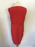 COAST RED SLEEVELESS DRAPED BODICE STRETCH JERSEY SHIFT DRESS SIZE 18