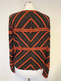 MARCCAIN BLACK, BROWN & ORANGE SEQUINNED & BEADED SPECIAL OCCASION/ EVENING JACKET SIZE 4 UK 14