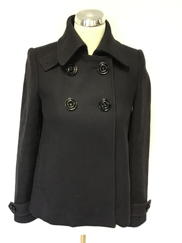 WHISTLES BLACK DOUBLE BREASTED SHORT COAT SIZE 8