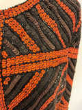 MARCCAIN BLACK, BROWN & ORANGE SEQUINNED & BEADED SPECIAL OCCASION/ EVENING JACKET SIZE 4 UK 14