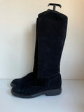HOBBS BLACK SUEDE KNEE LENGTH FLAT BOOTS SIZE 5/38