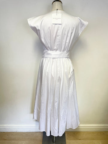 BRAND NEW THE SHIRT COMPANY ADELAIDE WHITE COTTON TIE BELT FIT & FLARE DRESS SIZE 12