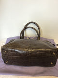 MODALU PIPPA CHOCOLATE BROWN CROC LEATHER TOTE BAG