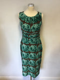BRAND NEW PHASE EIGHT BROWN & GREEN FLORAL PRINT STRETCH JERSEY DRESS SIZE 12