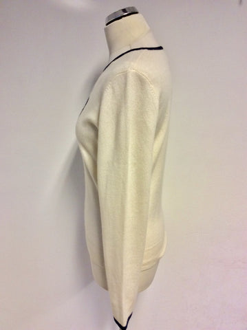 ANTONI & ALISON CREAM & BLACK TRIM CASHMERE JUMPER SIZE 14/L