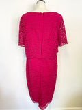 JACQUES VERT RASPERRY PINK LACE SHORT SLEEVE SPECIAL OCCASION DRESS SIZE 18
