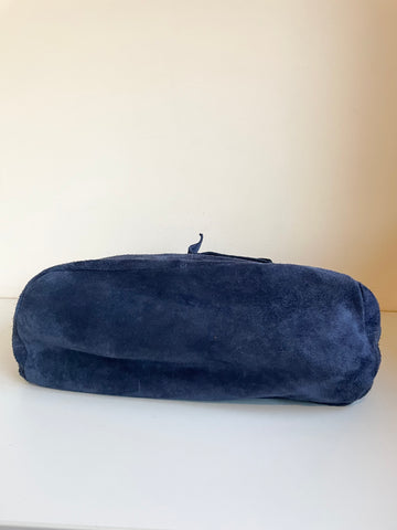 BORSE IN PELLE NAVY BLUE SUEDE HOBO SHOULDER BAG