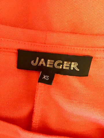 JAEGER CORAL ORANGE STRETCH JERSEY 3/4 SLEEVE SHIFT DRESS SIZE XS