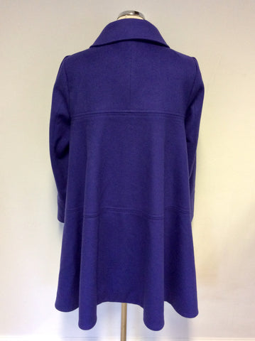 REISS PURPLE WOOL & CASHMERE SWING COAT SIZE L