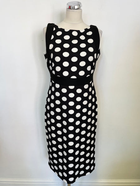 LAURA ASHLEY BLACK & WHITE SPOT PENCIL DRESS SIZE 12