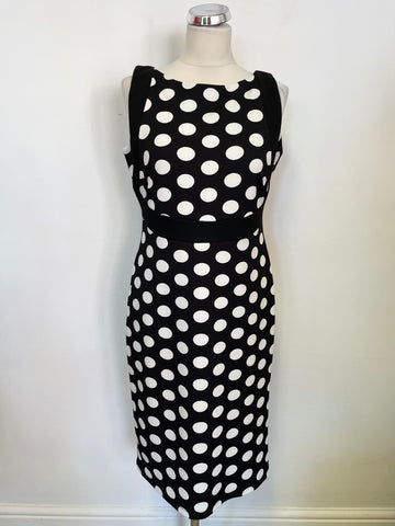 LAURA ASHLEY BLACK & WHITE SPOT PENCIL DRESS SIZE 12