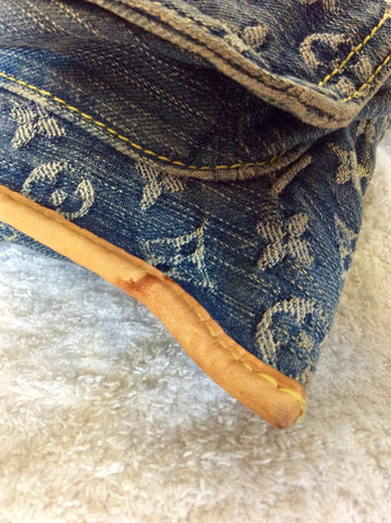 LOUIS VUITTON MONOGRAM BLUE DENIM SAC PLAT FLAT TOTE BAG LTD EDITION