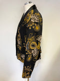 WHITE LABEL BY ROFA FASHION GROUP BLACK & MUSTARD PRINT SPECIAL OCCASION JACKET SIZE 16