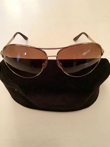 TOM FORD UNISEX CHARLES GOLD RIMMED SUNGLASSES IN CASE