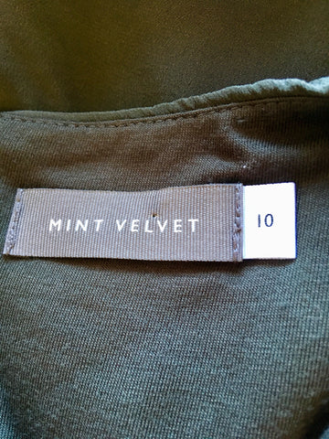MINT VELVET DARK GREEN STRETCH JERSEY SILK TOP DRESS SIZE 10