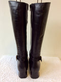 CLARKS BLACK LEATHER BUCKLE TRIM KNEE LENGTH BOOTS SIZE 5.5/38.5