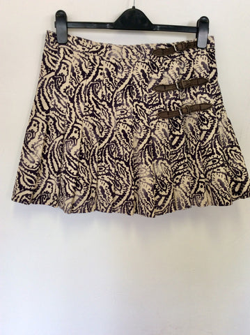 THOMAS BURBERRY & IVORY PRINT PLEATED MINI SKIRT SIZE 38 UK 10