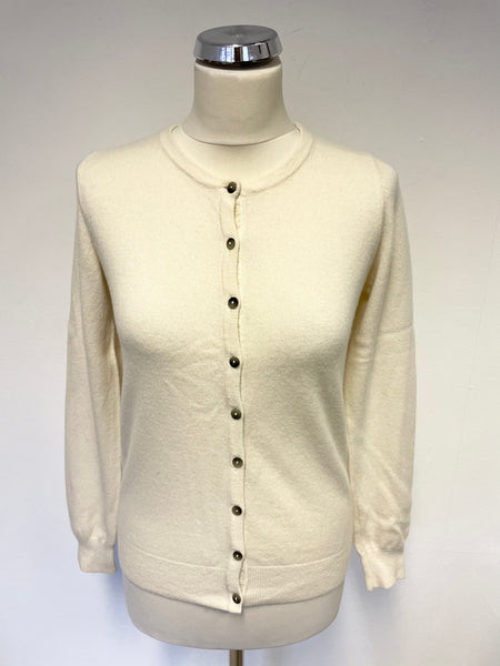 BODEN 100% CASHMERE CREAM LONG SLEEVE CARDIGAN SIZE 10