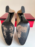 CHARLES JOURDAN PARIS TAUPE SUEDE SHAPED HEEL COURT SHOES SIZE 4/37