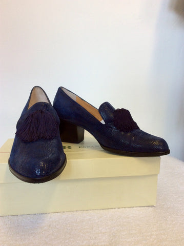 BRAND NEW HB ESPANA DARK BLUE LEATHER TASSEL TRIM HEELS SIZE 6/39