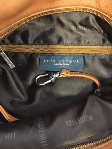 LUIS ESTEVE CHESTNUT BROWN LEATHER SHOULDER BAG