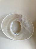 GWYTHER SNOXELLS NATURAL CREAM FEATHER BEAD & COIL TRIM FORMAL HAT