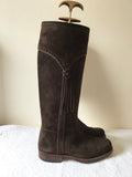 MOLOH TETBURY ENGLAND DARK BROWN SUEDE TASSEL TRIM BOOTS SIZE 3/36
