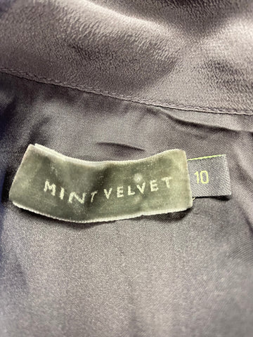 MINT VELVET GREY SILK EMBROIDERED & SEQUINNED DRAPED WRAP ACROSS SLEEVELESS DRESS SIZE 10