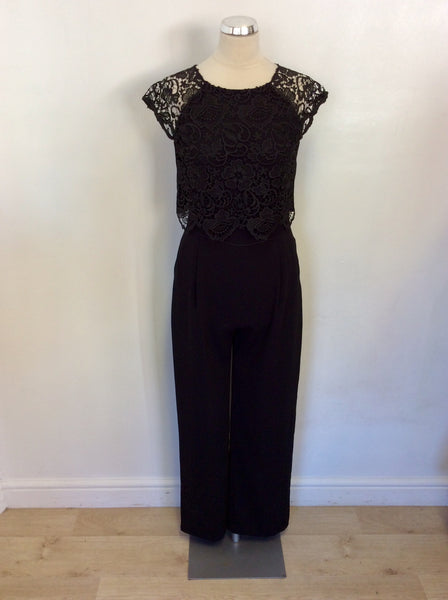 BRAND NEW PHASE EIGHT BLACK LACE TOP CAP SLEEVE JUMPSUIT SIZE 10