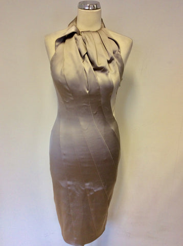 KAREN MILLEN SILVER GREY SATIN SPECIAL OCCASION DRESS SIZE 10