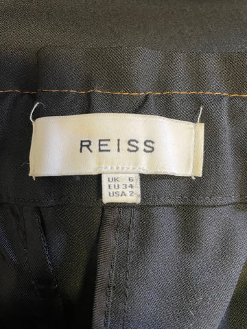 REISS PERRY BLACK ELASTICATED WAIST TROUSERS SIZE 6