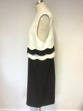 BRAND NEW M&CO BLACK & WHITE SCALLOPED EDGE TRIM SLEEVELESS PENCIL DRESS SIZE 18